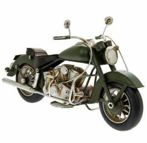 ADORNO MODELO DE ESTAÑO DE MOTOCICLETA VERDE CAQUI ESTILO RETRO VINTAGE - Imagen 1 de 1