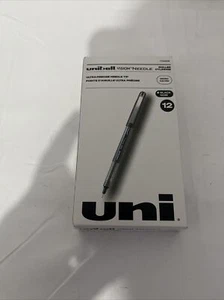 Uniball Vision Nadel Tintenroller, schwarze Stifte 12er Pack, Mikrostifte mit 0,5 mm - Bild 1 von 3