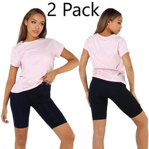 CAMISETA DE SEÑORA LISA MUJER MANGA CORTA CUELLO REDONDO CAMISETA TOP TALLA GRANDE REINO UNIDO 8-16 - Imagen 1 de 4