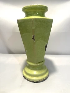 Vintage Rustic Green Vase 10" Lots of natural Glazing - Picture 1 of 10