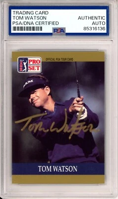 1990 PRO SET GOLF PGA TOUR TOM WATSON TARJETA FIRMADA PSA ADN certificado autógrafo Foto 1 de 2