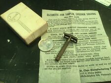 Vintage Razorette Miniature Double Edge Safety Razor Set in Metal Case