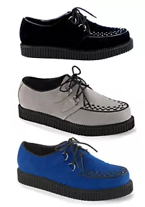 Pleaser Demonia CREEPER-602S Men's 1 Inch D-Ring Lace-Up Suede Creeper Shoe - Picture 1 of 10