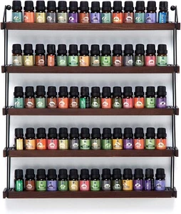 Wall Mount Wood Essential Oil Shelf 5 Tier Durable Design Fast Hanging - Picture 1 of 6