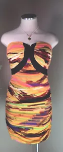 Abito Rampage Sexy Colorato Senza Spalline Elasticizzato Body-Con Cerniera Schiena Taglia Media - Foto 1 di 8