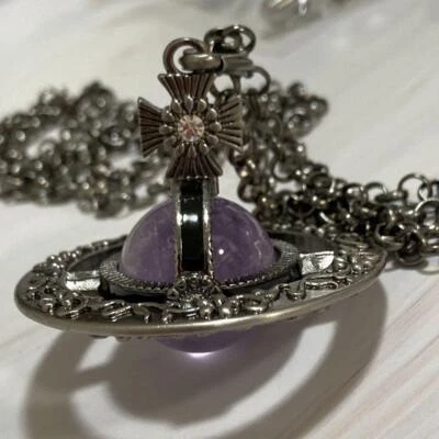 Vivienne Westwood Necklace Ornamental Small Orb Amethyst w/drawstring [EJ083 - Image 1 of 4