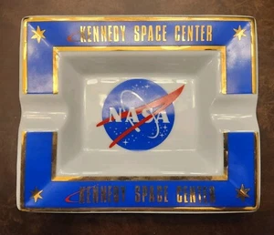 Ashtray NASA Kennedy Space Center Gold Trim Painted 6.5 X 5.5 Inch - Picture 1 of 10