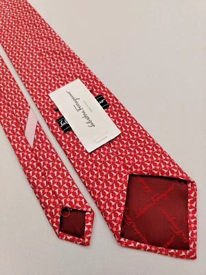 NWT Salvatore Ferragamo Silk Designer Necktie Whimsical Sea Lion Pattern Red Tie - Image 1 of 4