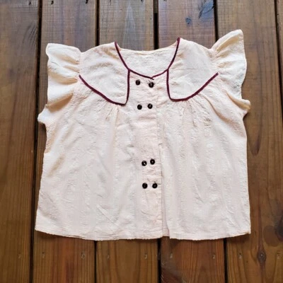 True vintage 1930's 30's baby little girls pink flutter sleeve button top - Image 1 of 4