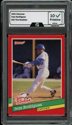 Tarjeta de novato Donruss #33 The Rookies Iván Rodríguez 1991 clasificación 10 gemas como nueva patio Foto 1 de 2