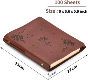 A5 Notebook Leather Journal Girls Notebook Vintage Leather Sketchbook, Refill... - Picture 1 of 12