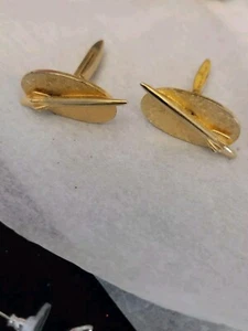 Gemelos vintage Space Rocket Goltone Ments - Imagen 1 de 4