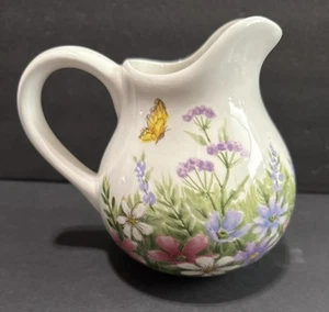 Maxcera CREAMER Jarra colorida MARIPOSA JARDÍN FLORES 5" - Imagen 1 de 13