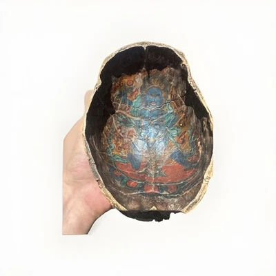 Редкая Ручная Роспись Махакала Капала Антикварный Тантрический Буддизм Тибет - Изображение 1 из 4