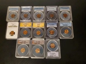 Collection Of (13) Graded Lincoln Cents - Picture 1 of 14
