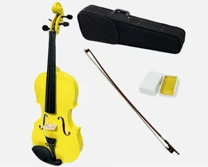 Violín amarillo de madera maciza tamaño completo SKY 4/4 hermoso color con arco de madera de Brasil - Imagen 1 de 3