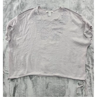 Top de trapo americano para mujer L gris azul con cuentas bordado hombro frío cordón Foto 1 de 4