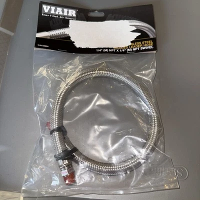 Manguera líder trenzada de acero inoxidable Viair de 18" de 1/4"" M a 1/4"" M giratoria #92804 Foto 1 de 3