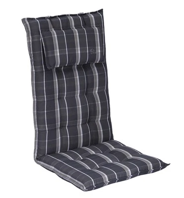 Sun Garden Inco Hochlehner-Auflage Blau-Grau Kariert 120 x 50 x 7 cm