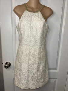 Lilly Pulitzer Lela Daisy Crochet Lace Overlay Shift Dress Size 2 White - Picture 1 of 14