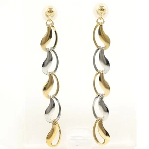 Platinum 900 18K Yellow gold Pierced earring About1.4g Free shipping Used - Picture 1 of 4