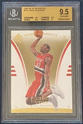 Auténtico Greg Oden #101 2007-08 SP #51/299 Rookie Authentics #51/299 gema como nueva BGS 9,5 Foto 1 de 3