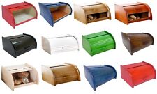 Wooden Bread Box Apollo Roll Top Bin Storage Loaf Kitchen Small Large 24 types 