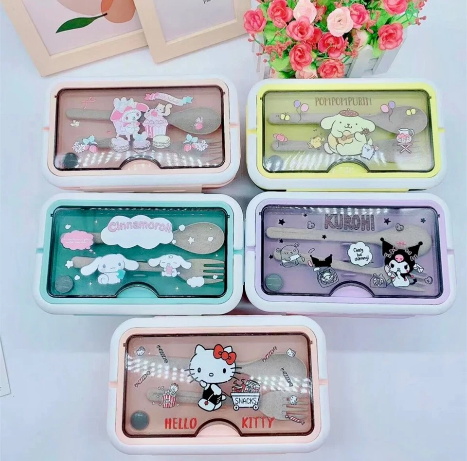 Sanrio single layer all in one bento box lunch box with cutlery - Image 1 of 1