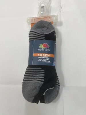 Zapato para hombre Fruit of the Loom talla 6-12 negro gris blanco 4 pares de calcetines sin presentación Foto 1 de 4