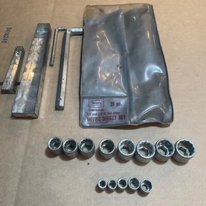 Vintage SEARS Craftsman #46273 set parziale 1/4" & 1/2" unità esagonale set presa metrica USA - Foto 1 di 24