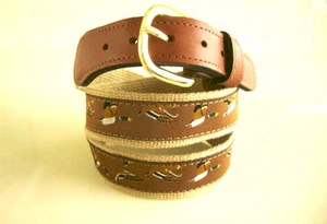 ZEP-PRO Leather Canvas Woven Ribbon MALLARD Mallards DUCKS DUCK Belt - Picture 1 of 3