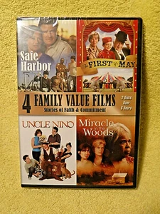 NEW/SEALED DVD SET! 4 FAMILY VALUES FILMS! SAFE HARBOR, MIRACLE IN THE WOODS.... - Imagen 1 de 6