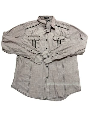 Camisa con botones de manga larga púrpura de carbono para hombre talla grande Foto 1 de 4