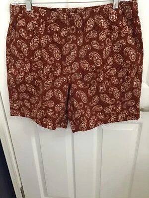 Pantalones Cortos Lands' End Mujer Marrón Beige Estampado Paisley Cintura Elástica Tiro Medio 16 NUEVO Foto 1 de 4