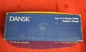 Dansk Set of 4 Brass Holly Napkin Rings - (2 Available) - Picture 1 of 11