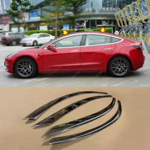 Chrome Window Visor Vent Shades Sun Rain Guard 4pcs For Tesla Model 3 2017-2019 - Picture 1 of 11
