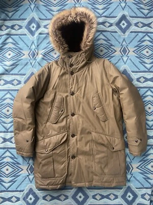 RRL DOUBLE RL POLO RALPH LAUREN OILCLOTH WAXED COTTON PARKA SHEARLING MEDIUM - Image 1 of 4