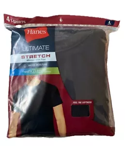 T-shirt Hanes Ultimate cotone elasticizzato stoppini umido nero 4 senza etichette taglia large - Foto 1 di 4