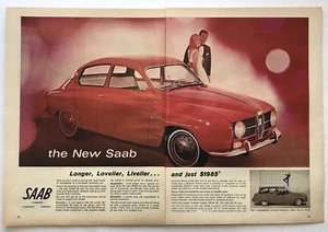 Vintage 1965 Saab Original 2-pg Color Print Ad 41.2 x 28cm 1964 Magazine TIM - Picture 1 of 3