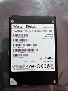 WD UltraStar 1,92 TB DC SN630 WUS3BA119C7P3E3 UNITÀ DI MEMORIA A STATO SOLIDO INTERNA 2,5 U.2 NVMe - Foto 1 di 3