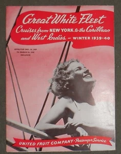 Great White Fleet 1939 Brochure - New York- Caribbean - Itinery Deck Plans... - Picture 1 of 4