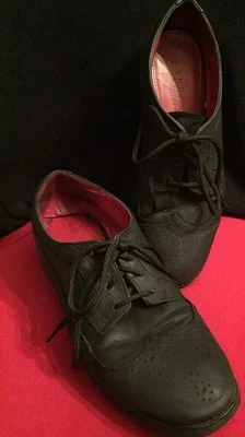 Zapatos Oxford Ralph Lauren Para Mujer Cuero Gamuza Con Cordones Imogen "Talla 9.5B" Negros Foto 1 de 4