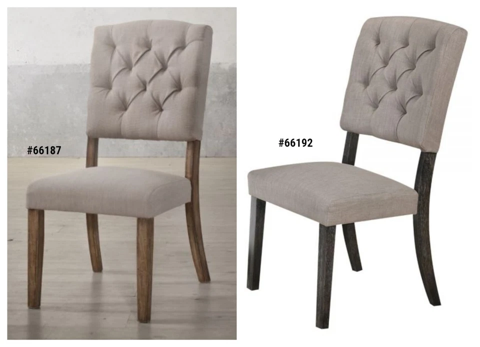 ACME Bernard Cream Linen Cushion & Weathered Oak / Gray Finish 2-PC Side Chair - Image 1 of 1