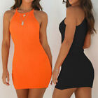 Ladies Strappy Clubwear Party Dress Women Summer Ribbed Bodycon Mini Dresses