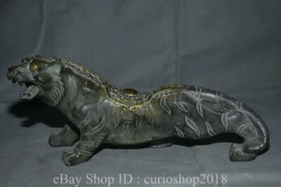 14" Antigua China Bronce Fengshui 12 Zodiaco Año Animal Tigre Riqueza Estatua Foto 1 de 4