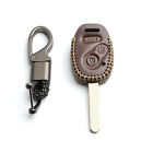 Brown Leather Cover For Honda Accord Pilot Fit 3 Buttons Key Cover Fob Case