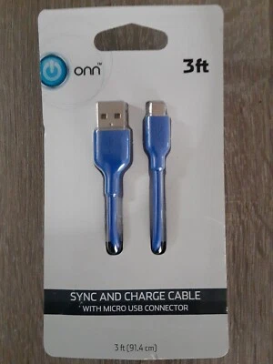 Sync and Charge Cable with USB to Micro-USB Connectors - Blue Color Samsung LG - Image 1 of 2
