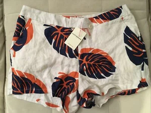 Lucky Brand Shorts Sz 6 Natural Multi Palm Print Flat Front Linen Chino NWT - Picture 1 of 5