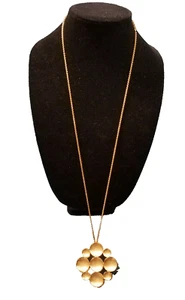 Gold Tone Pendant Disc Cluster 32" Length Chain - Picture 1 of 7