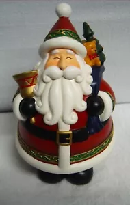 Vintage Harz lustiger Topfbauch Tischplatte Weihnachtsmann mit Geschenkbeutel/Weihnachtsbaum 10" - Bild 1 von 9